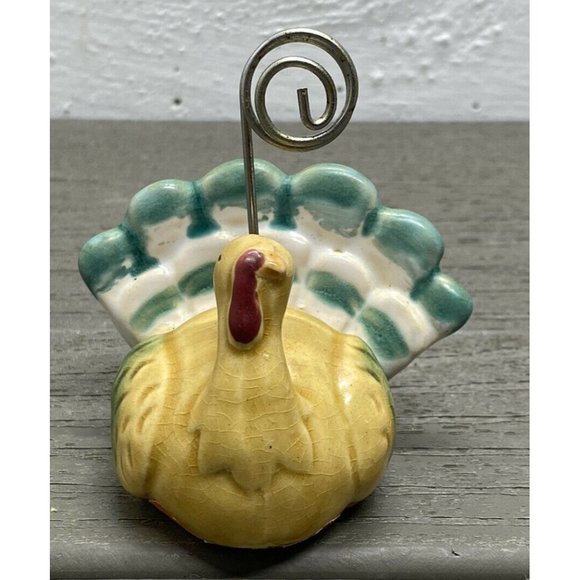 Autumn Accents Thanksgiving -  2004 Ceramic Turkey Place Card Holder ~ 718-7966 - Picture 1 of 8